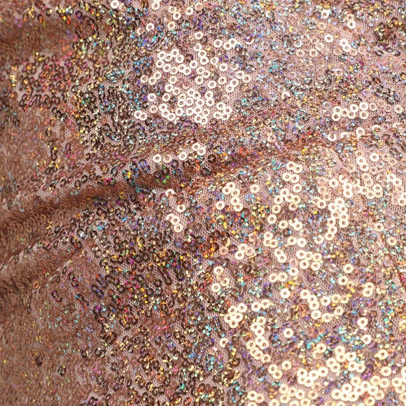 Lulu's Hilaria Rose Gold Iridescent Sequined bodycon mini dress size medium EUC - Picture 7 of 8